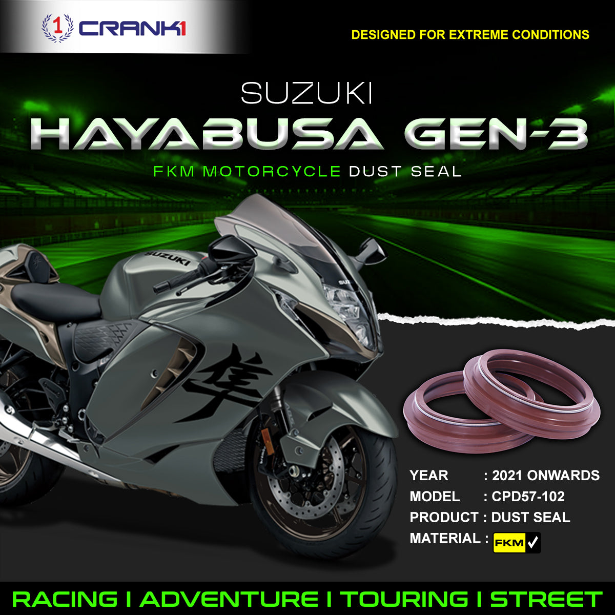 Fork Dust Seals Pair For SUZUKI Hayabusa GEN-3 (2021 Onwards) - CPD57-102