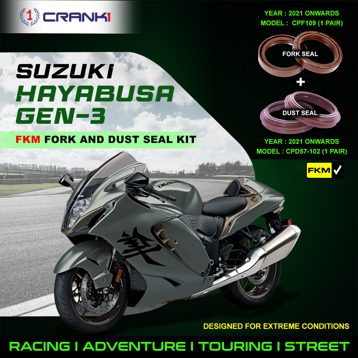 Fork And Dust Seals Kit For Suzuki Hayabusa GEN-3 (2021 Onwards)