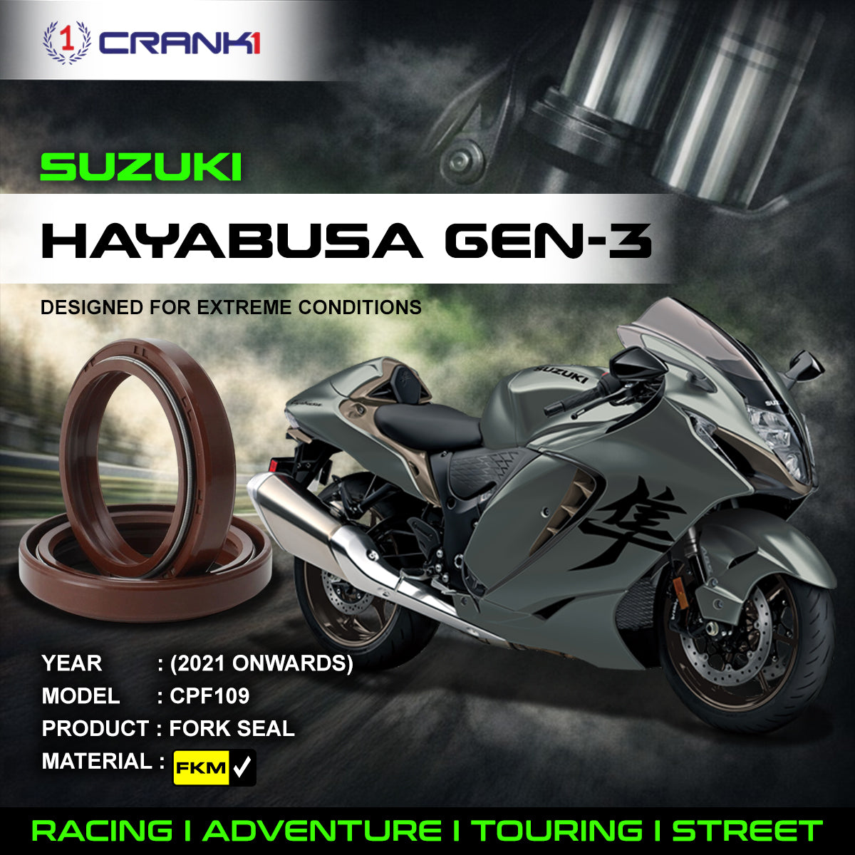 Fork Oil Seals Pair For Suzuki Hayabusa GEN-3 (2021 Onwards) - CPF109