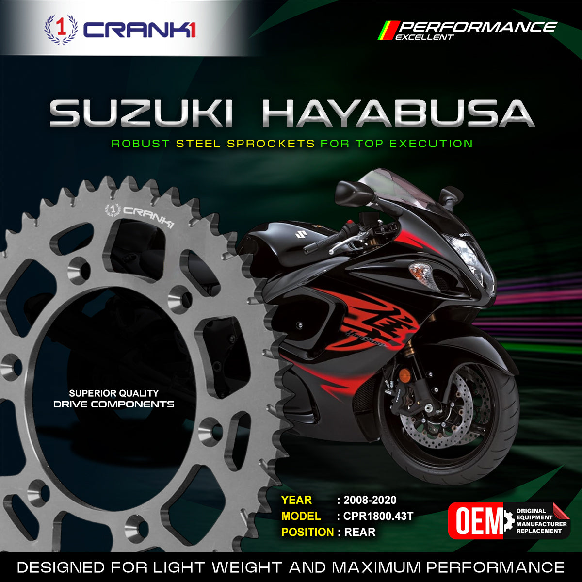 Sprocket For Suzuki Hayabusa (2008-2020) - Rear - CPR1800.43T