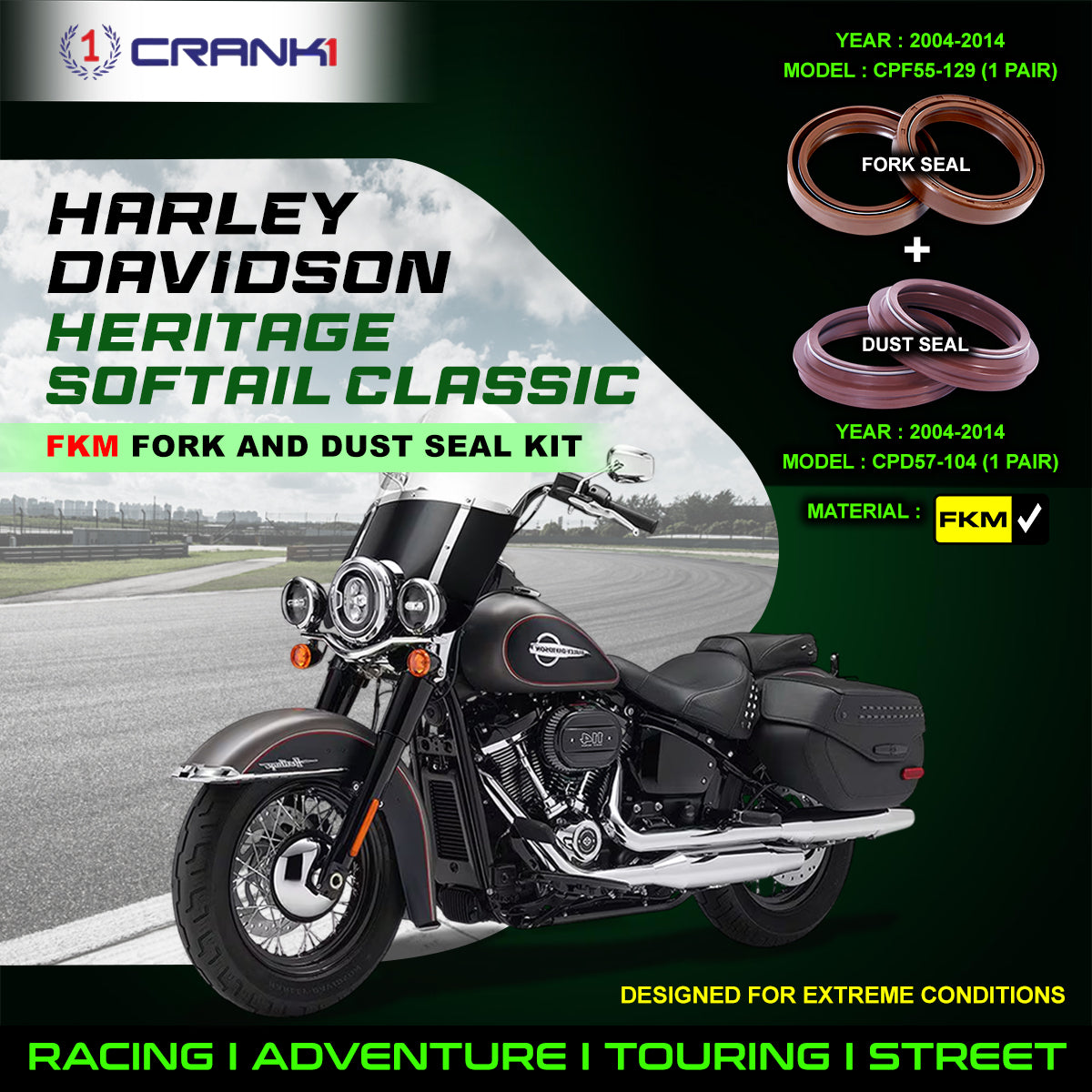 Fork And Dust Seals Kit For Harley Davidson Heritage Softail Classic (2004-2014)