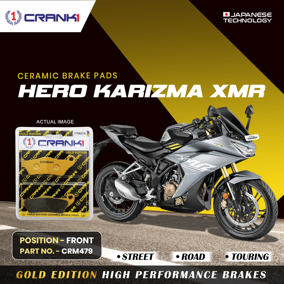 Ceramic Brake Pads For Hero Karizma XMR - Front - CRM479