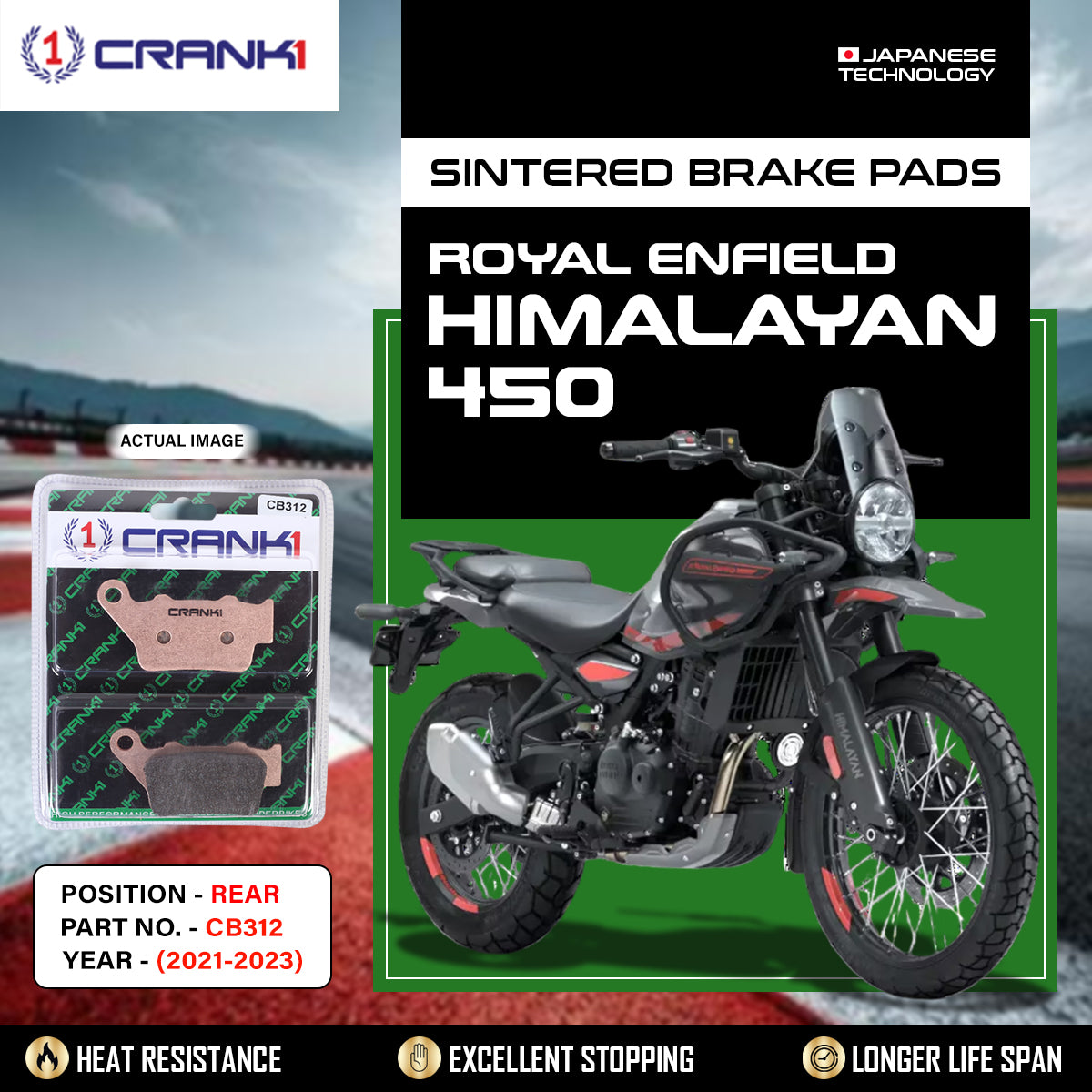 Sintered Brake Pads For Royal Enfield Himalayan 450 (2021-2023) - Rear - CB312