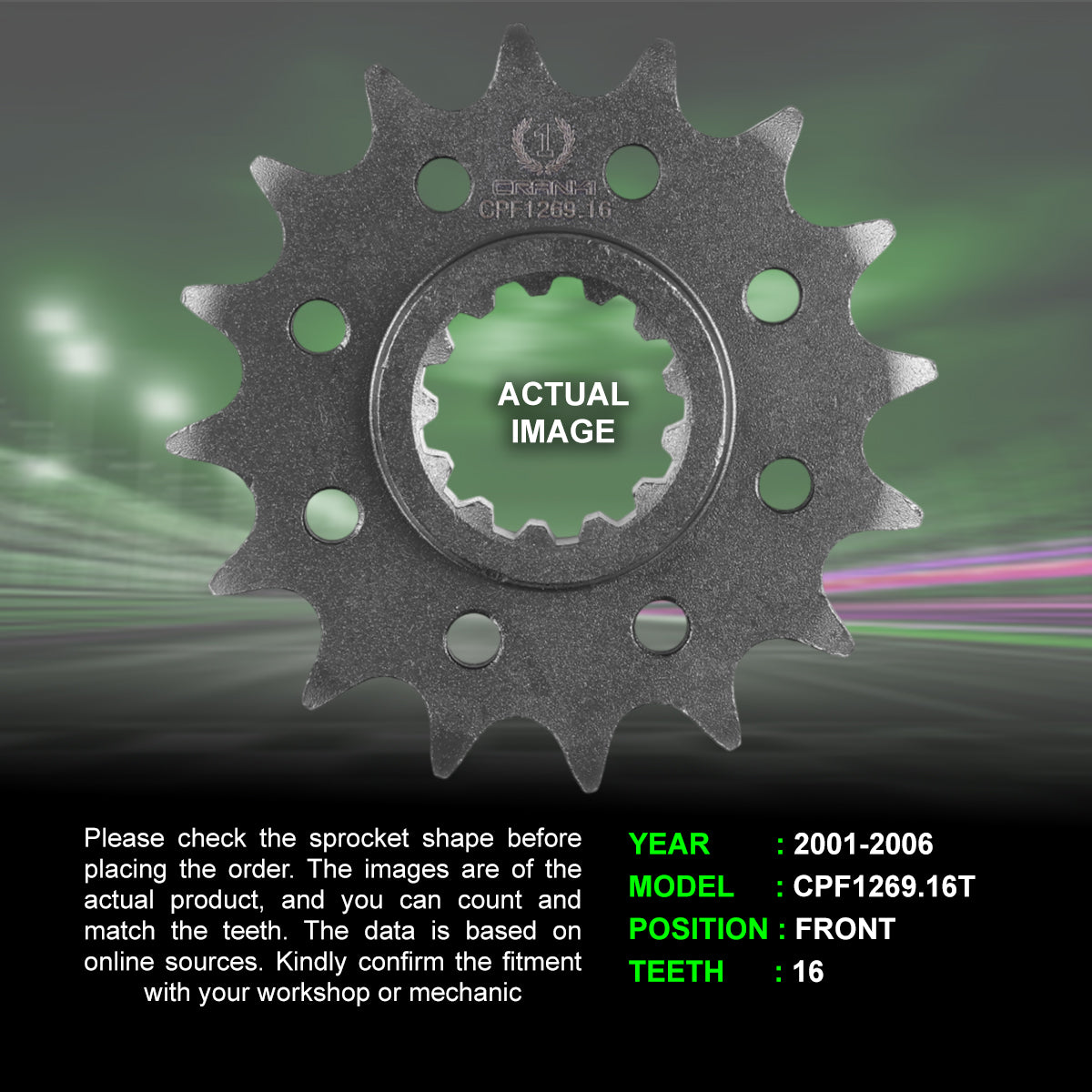 Sprocket For Honda CBR600F4i (2001-2006) - Front - CPF1269.16T