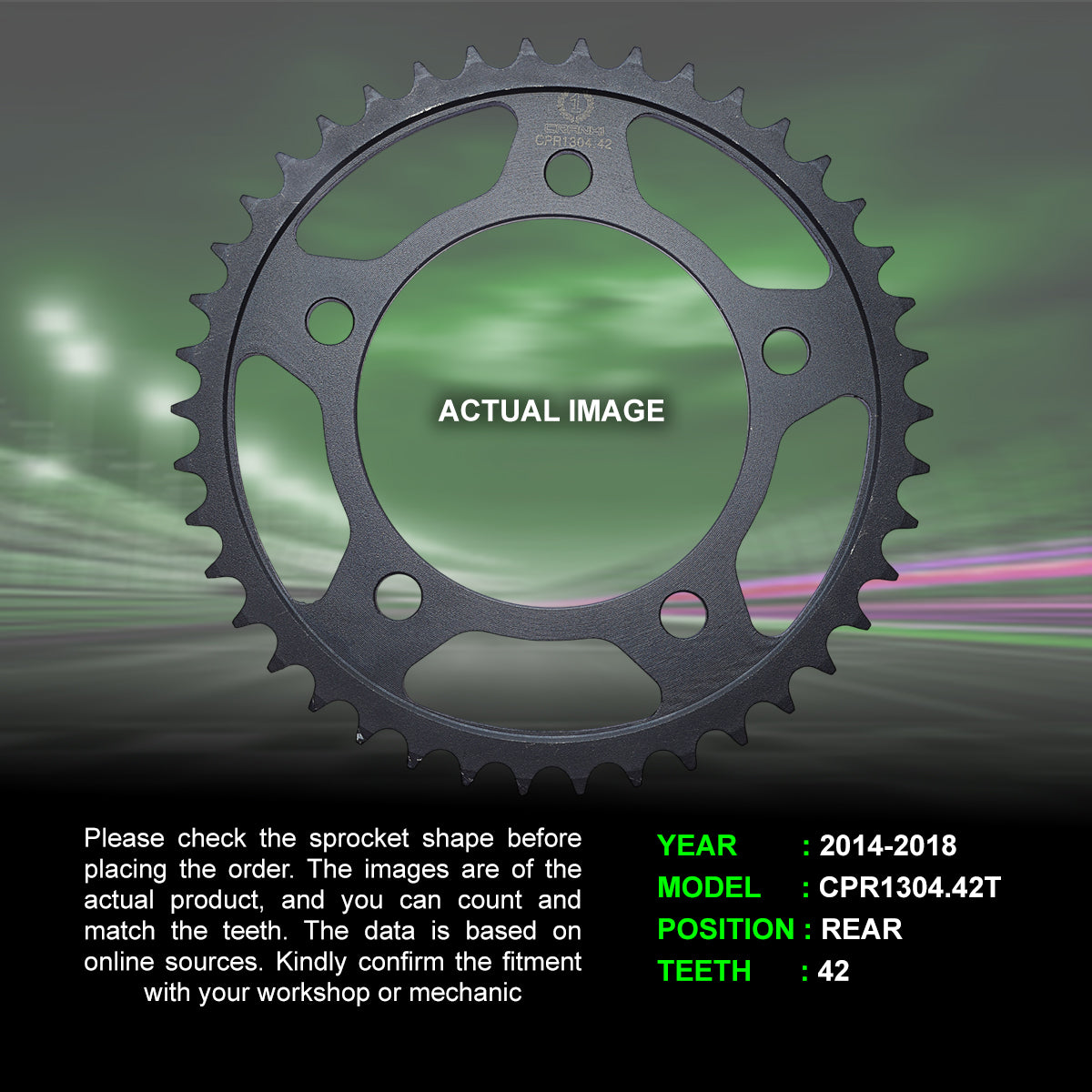 Sprocket For Honda CBR650F (2014-2018) - Rear - CPR1304.42T