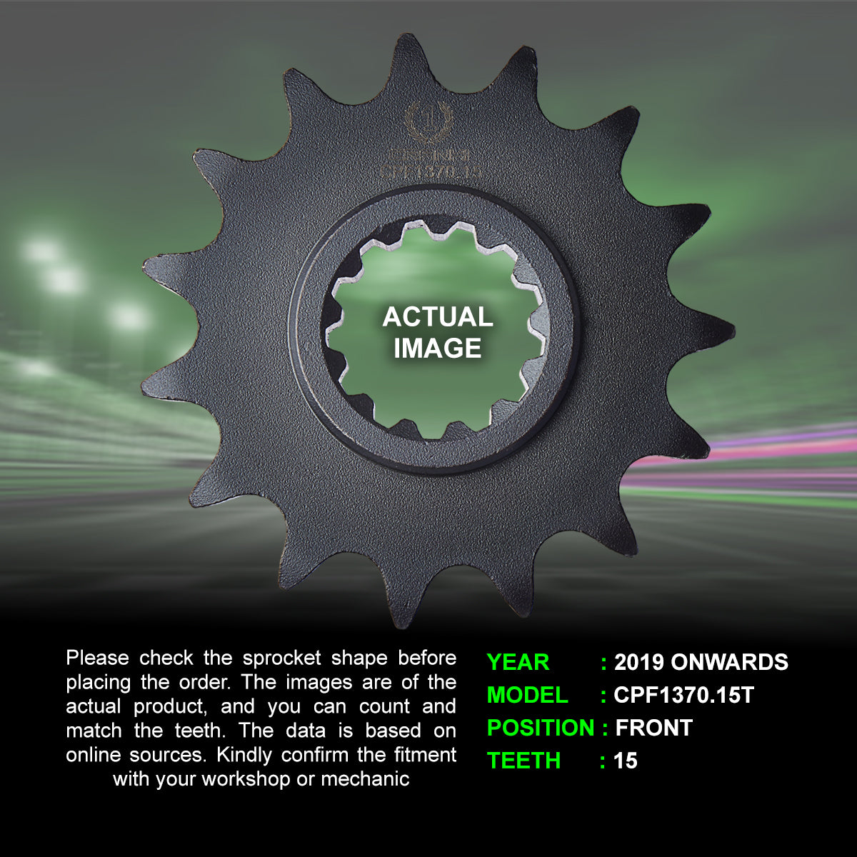 Sprocket For Honda CBR650R (2019 Onwards) - Front - CPF1370.15T