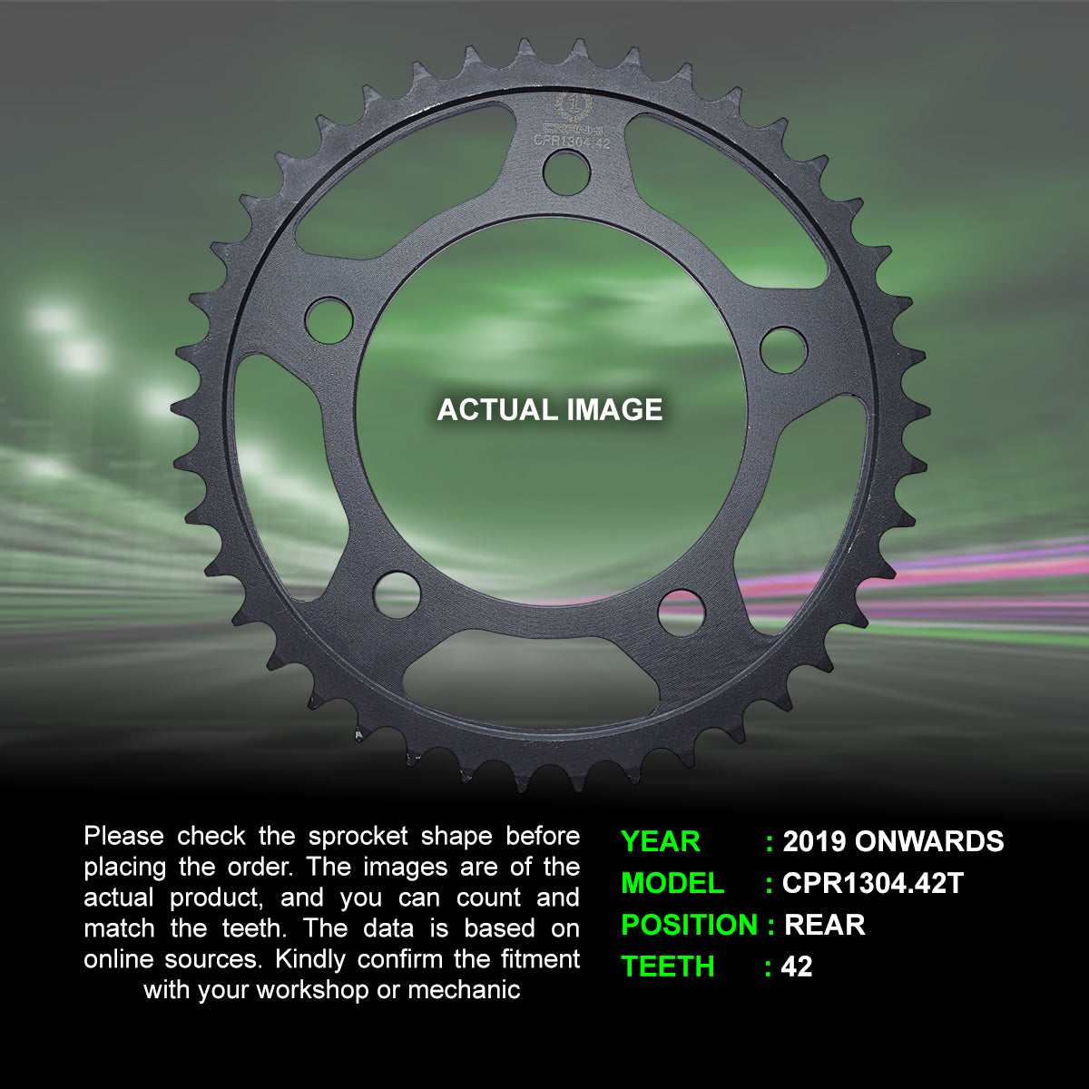 Sprocket For Honda CBR650R (2019 Onwards) - Rear - CPR1304.42T