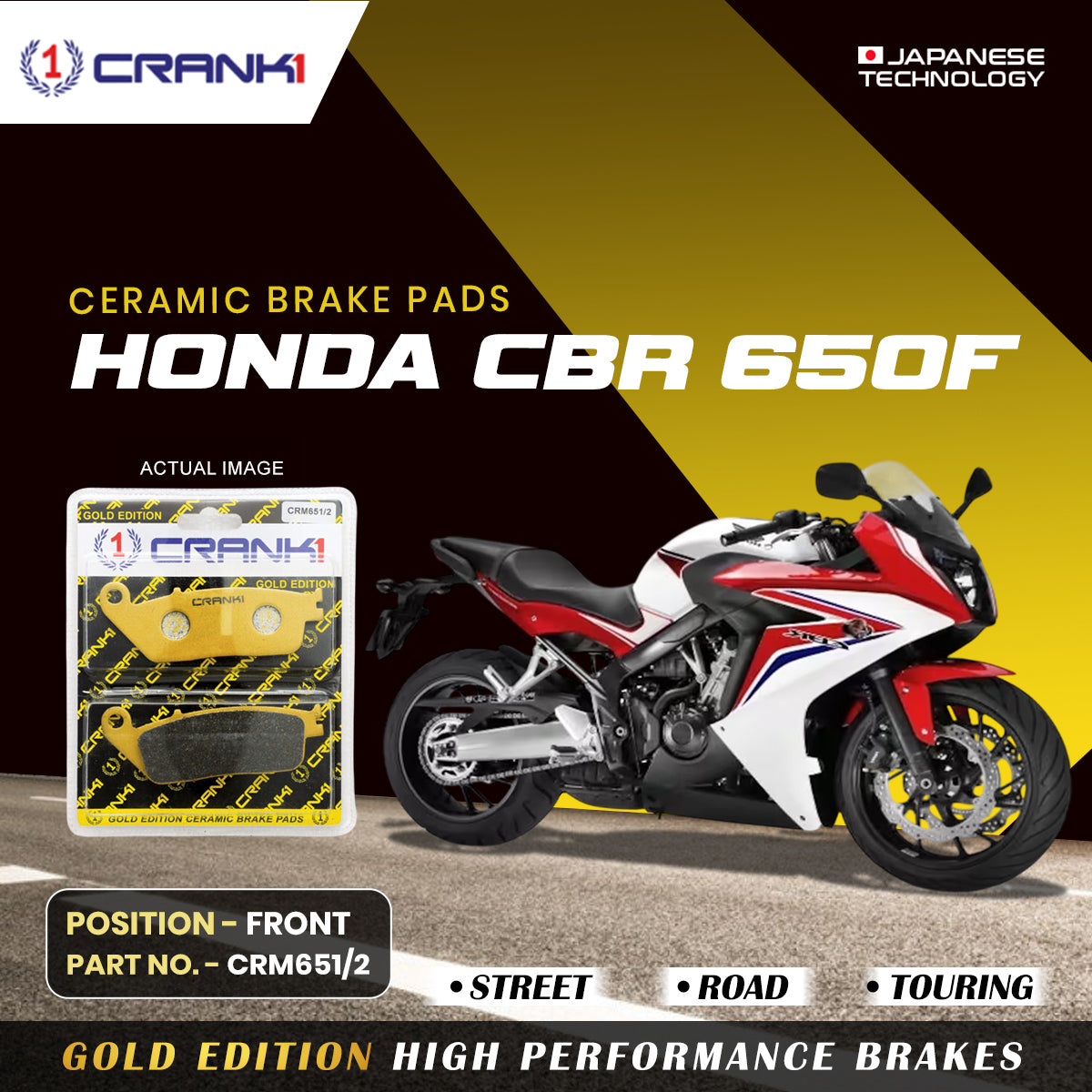 Ceramic Brake Pads For Honda CBR 650F - Front - CRM651/2 - 2 Sets