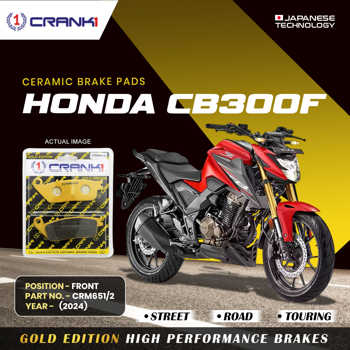 Ceramic Brake Pads For Honda CB300F (2024) - Front - CRM651/2