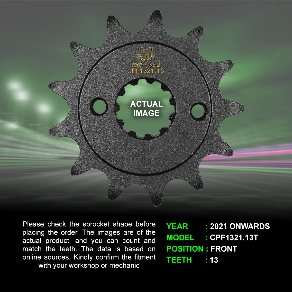 Sprocket For Honda CRF250F (2021 Onwards) - Front - CPF1321.13T