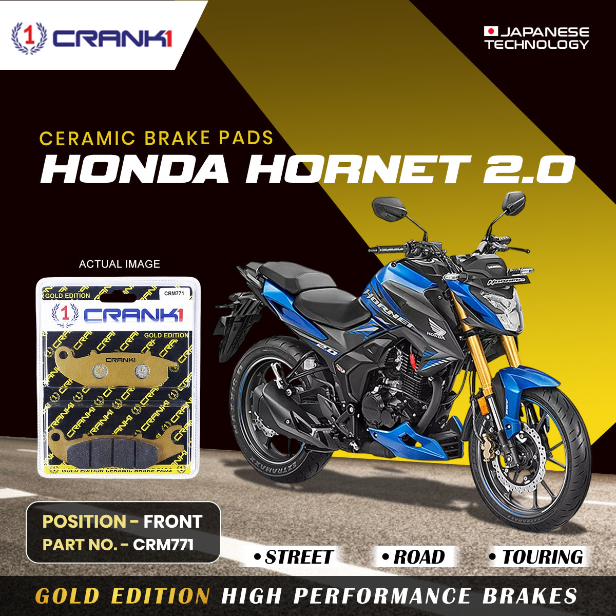 Ceramic Brake Pads For Honda Hornet 2.0 - Front - CRM771