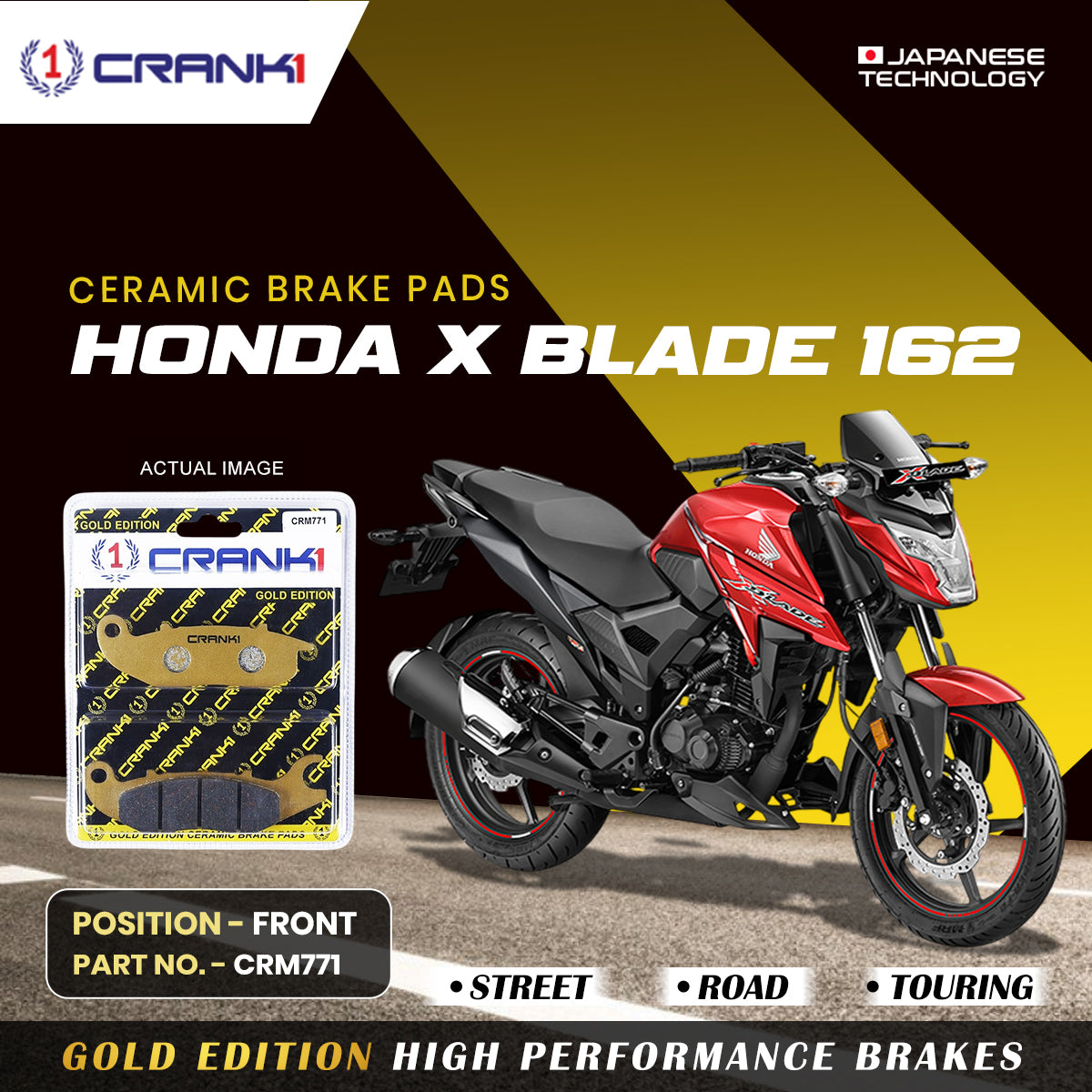 Ceramic Brake Pads For Honda X Blade 162 - Front - CRM771