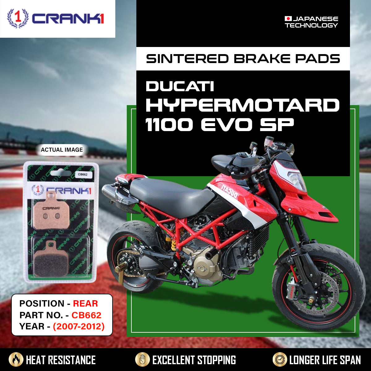 Sintered Brake Pads For Ducati Hypermotard 1100 EVO / SP (2007-2012) - Rear - CB662