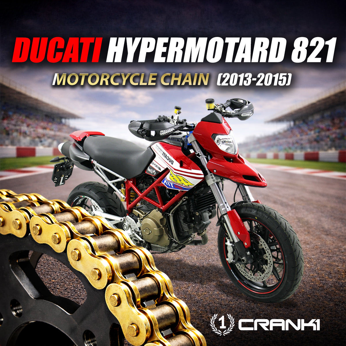 Chain For Ducati Hypermotard 821 (2013-2015) - 525 Pitch x 108 Links Gold (ZVMX)