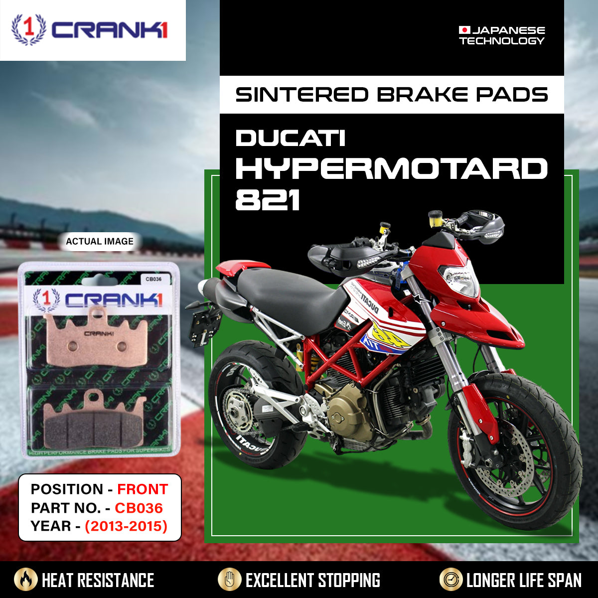 Sintered Brake Pads For Ducati Hypermotard 821 (2013-2015) - Front - CB036 - 2 Sets