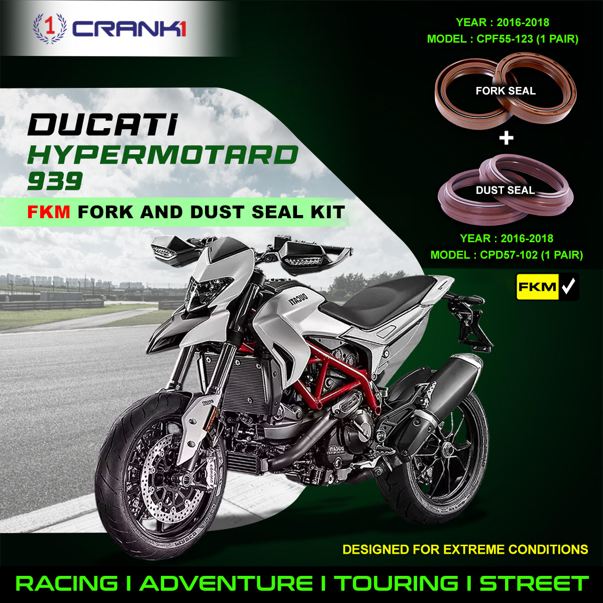 Fork And Dust Seals Kit For Ducati Hypermotard 939 (2016-2018)