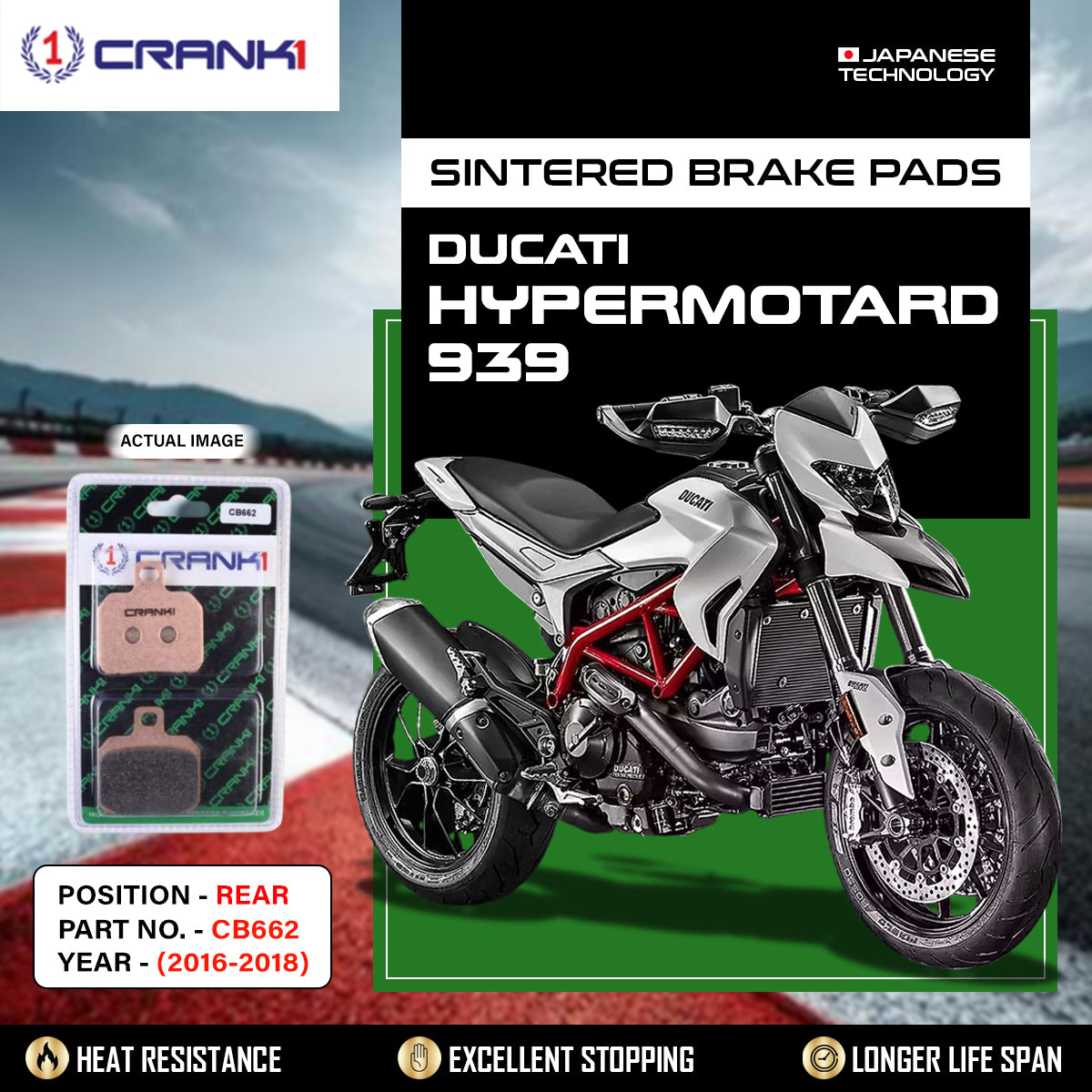 Sintered Brake Pads For Ducati Hypermotard 939 (2016-2018) - Rear - CB662