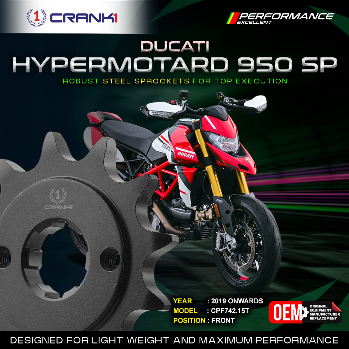 Sprocket For Ducati Hypermotard 950 / SP (2019 Onwards) - Front - CPF742.15T