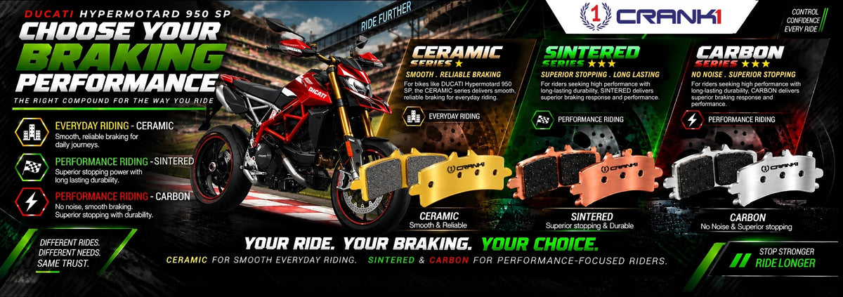 Ceramic Brake Pads For  Ducati Hypermotard 950 SP  (2019 Onwards) - Front - CRM1309 - 2 Sets | Smooth Braking | Heat Resistant | Long Life | Disc Friendly
