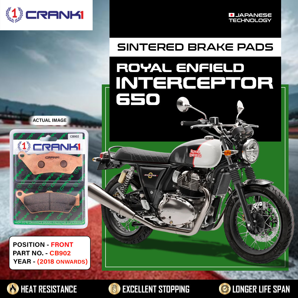 Sintered Brake Pads For Royal Enfield Interceptor 650 (2018 Onwards) - Front - CB902