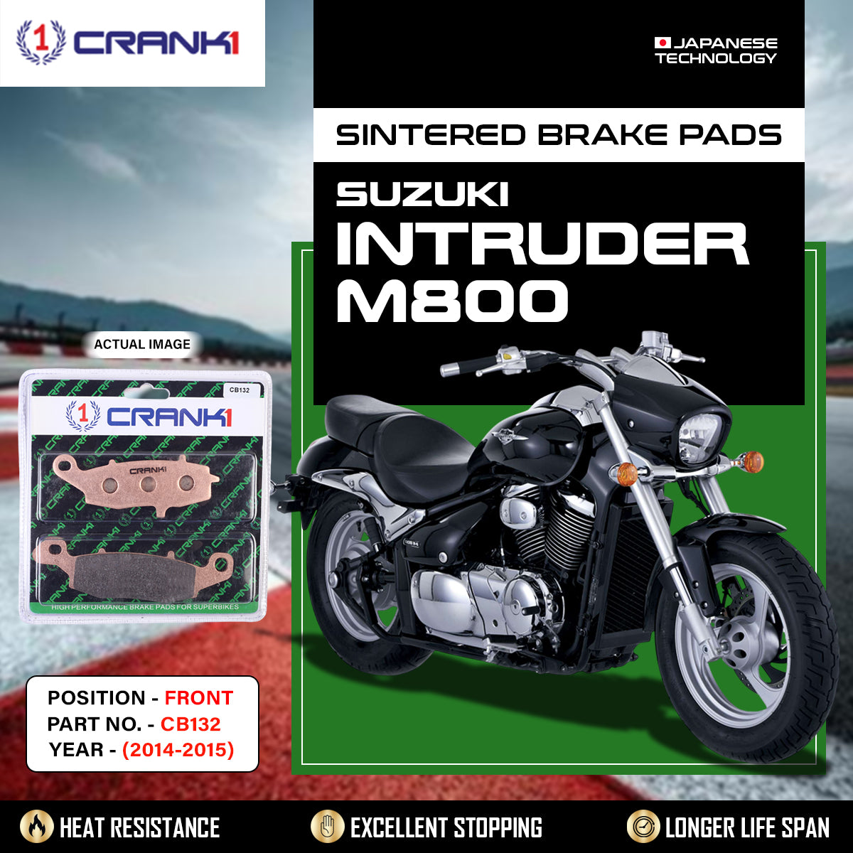 Sintered Brake Pads For Suzuki Intruder M800 (2014-2015) - Front - CB132