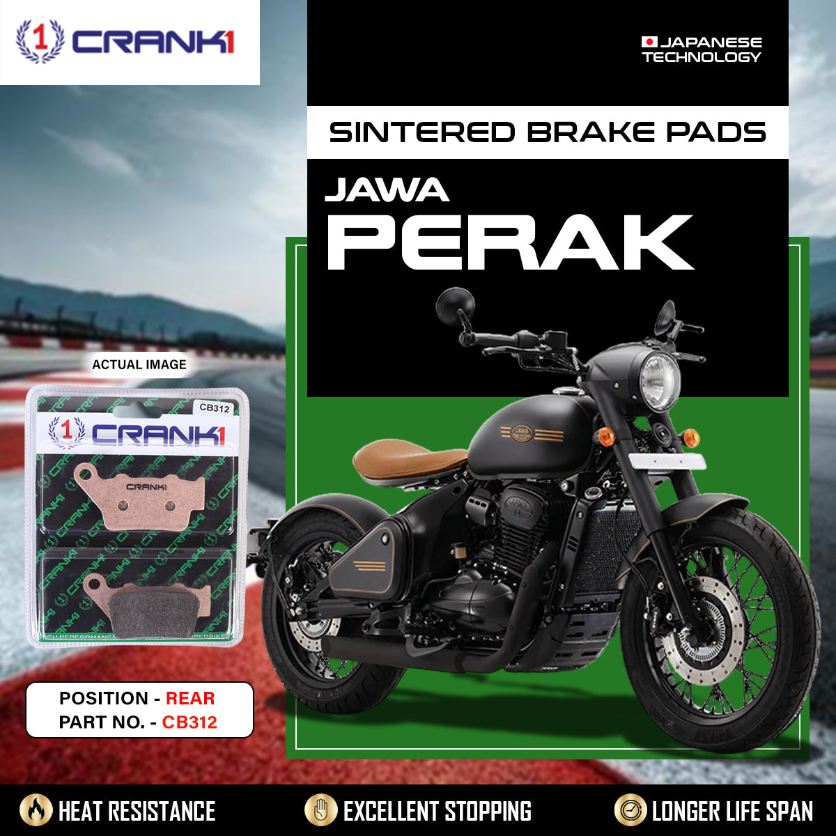 Sintered Brake Pads For Jawa Perak - Rear - CB312