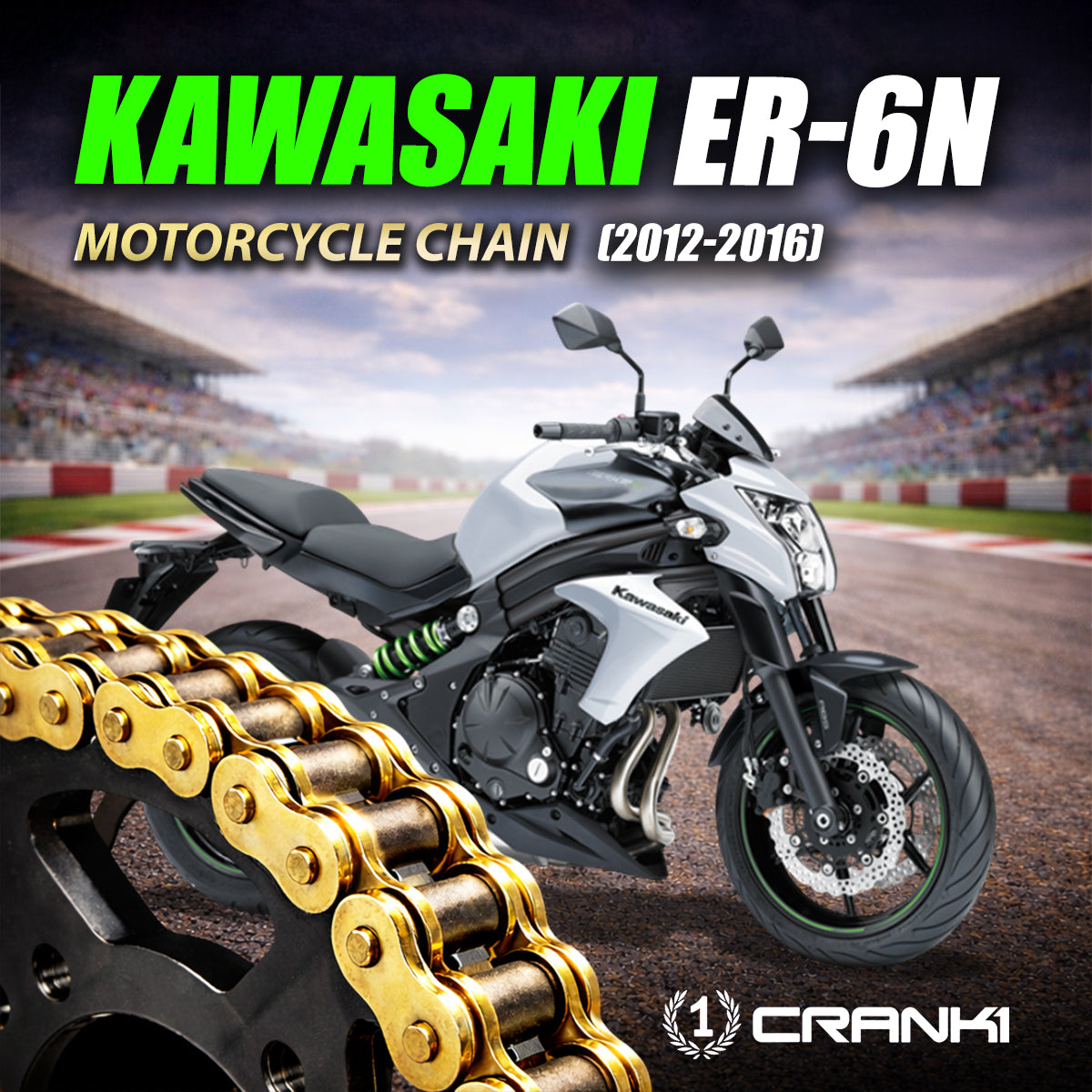 Chain For Kawasaki ER-6n (2012-2016) - 520 Pitch x 114 Links Gold (ZVMX)