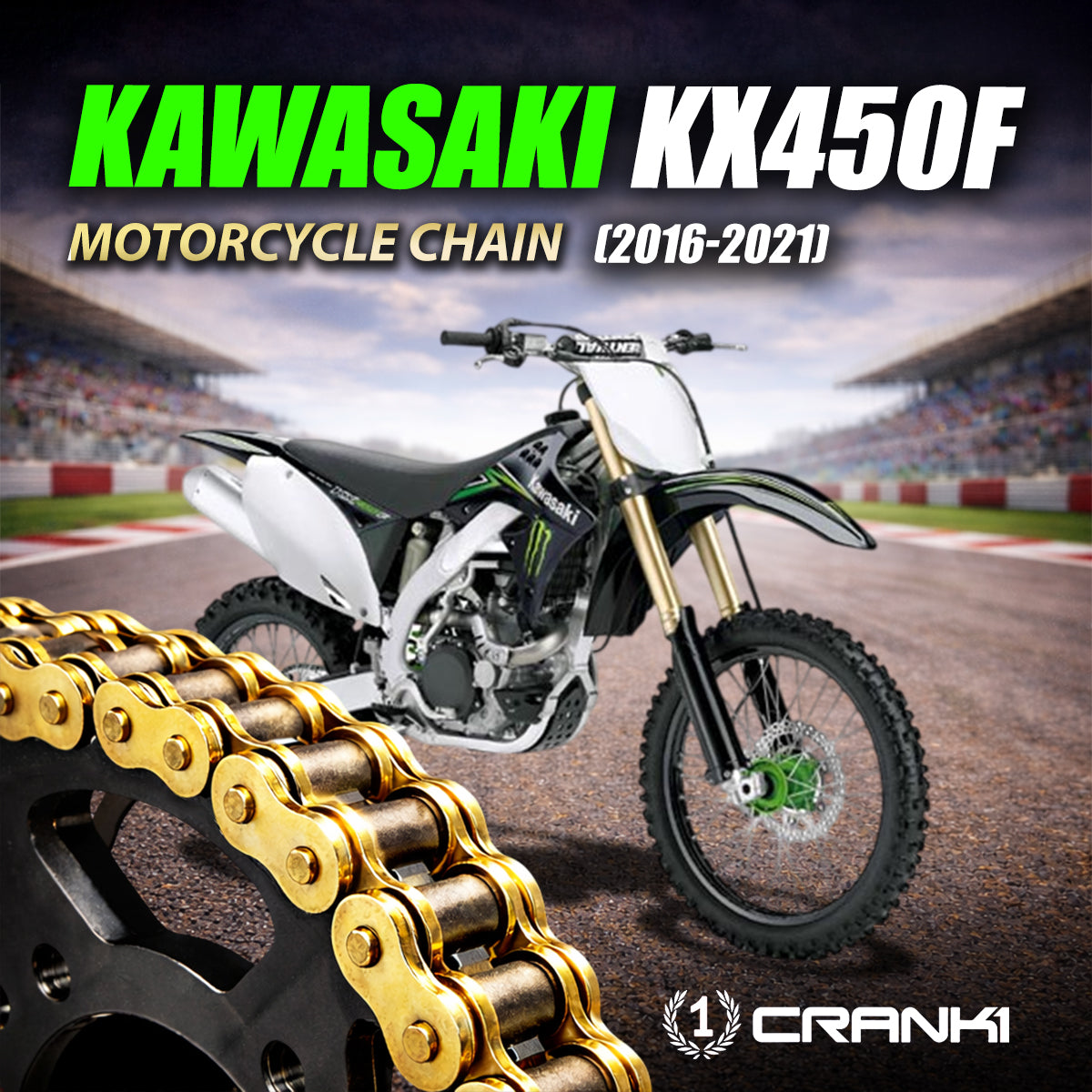 Chain For Kawasaki KX 450F (2016-2021) - 520 Pitch x 114 Links Gold (ZVMX)