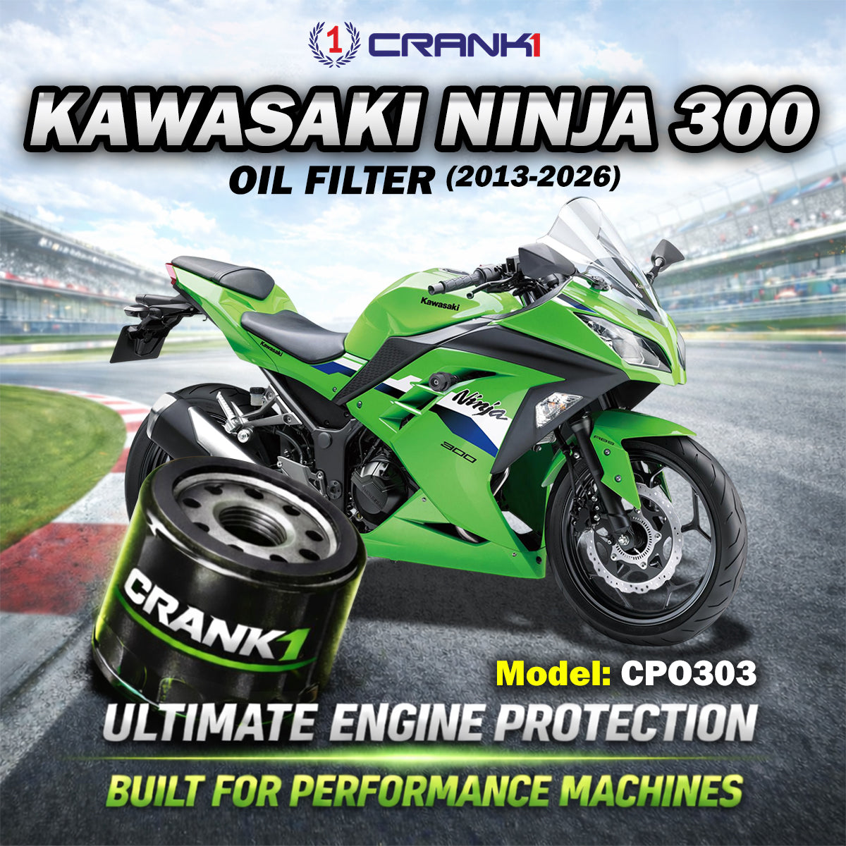 Oil Filter For Kawasaki Ninja 300 (2013-2026) - CPO303