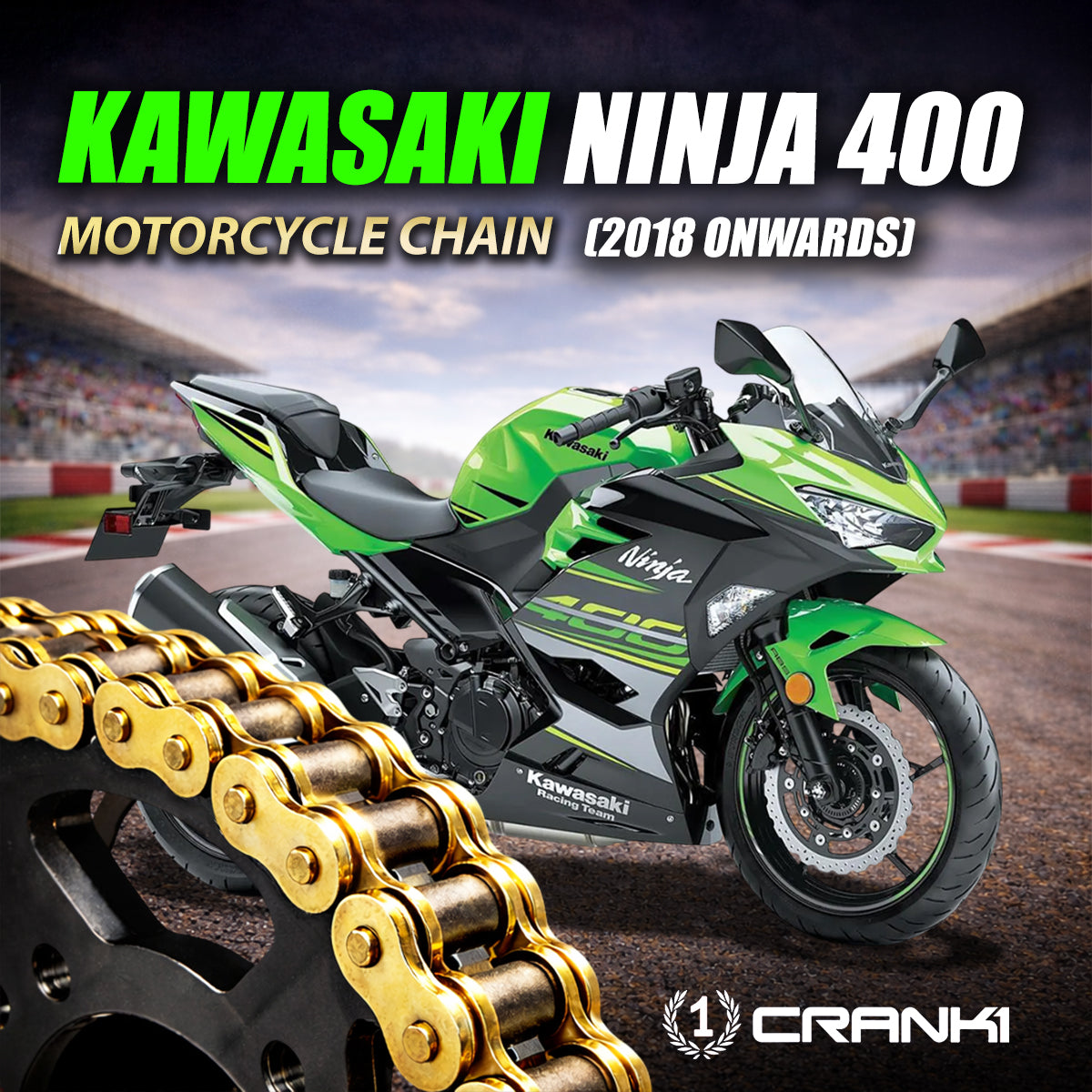 Chain For Kawasaki Ninja 400 (2018 Onwards) - 520 Pitch x 106 Links Gold (ZVMX)