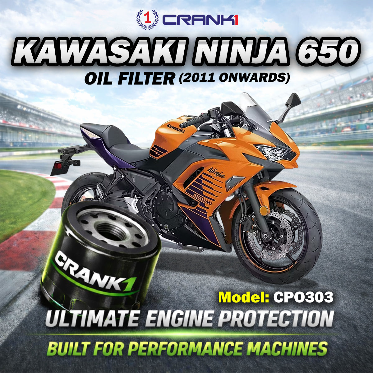 Oil Filter For Kawasaki Ninja 650 (2011 Onwards) - CPO303
