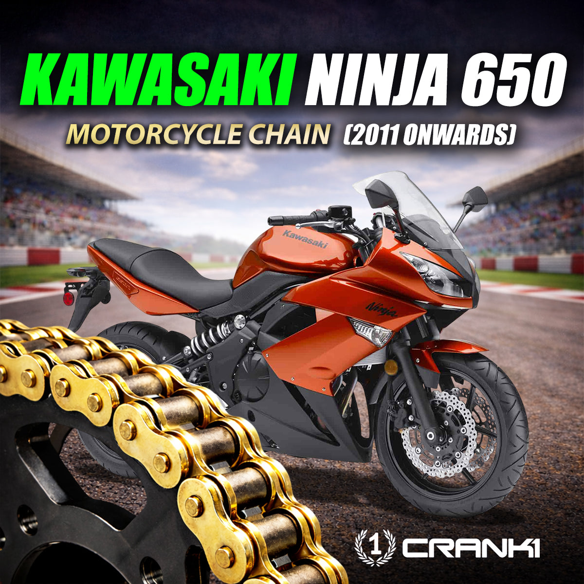 Chain For Kawasaki Ninja 650 (2011 Onwards) - 520 Pitch x 114 Links Gold (ZVMX)