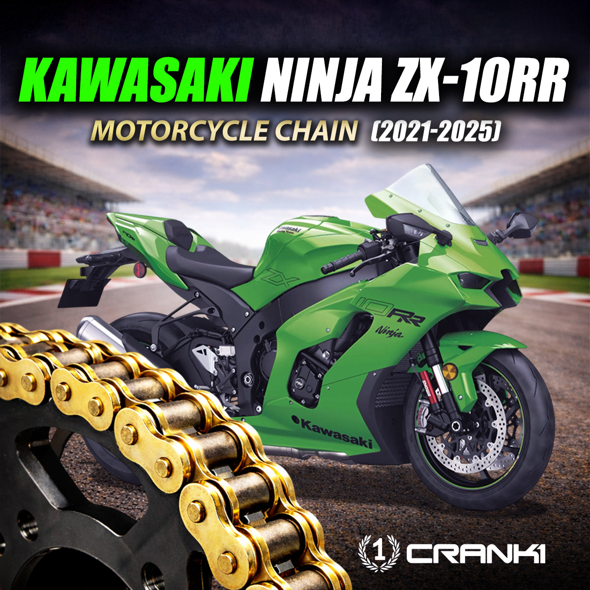 Chain For Kawasaki Ninja ZX-10RR (2021-2025) - 525 Pitch x 114 Links Gold (ZVMX)