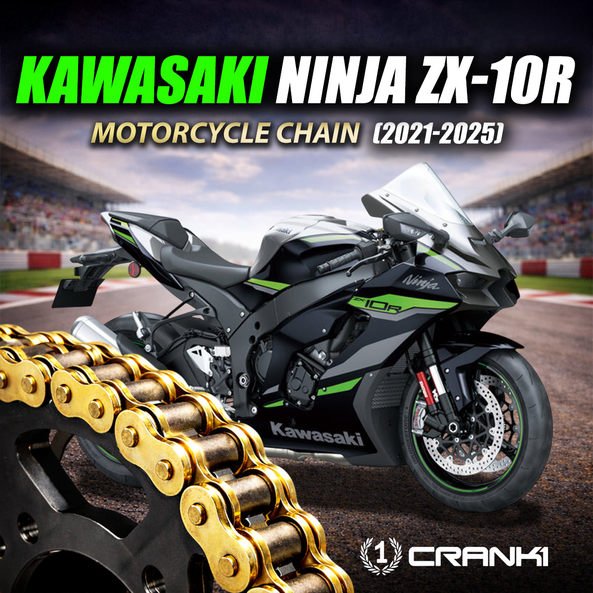 Chain For Kawasaki Ninja ZX-10R (2021-2025) - 525 Pitch x 114 Links Gold (ZVMX)
