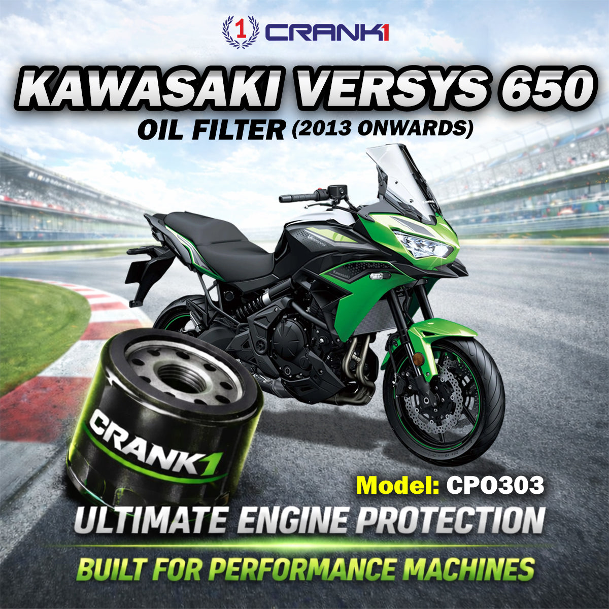 Oil Filter For Kawasaki Versys 650 (2013 Onwards) - CPO303