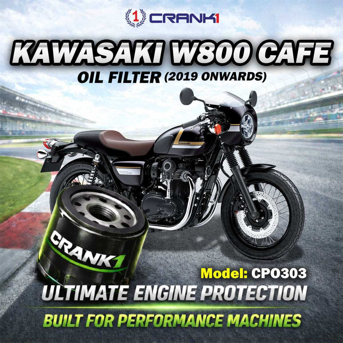 Oil Filter For Kawasaki W800 Cafe (2019 Onwards) - CPO303