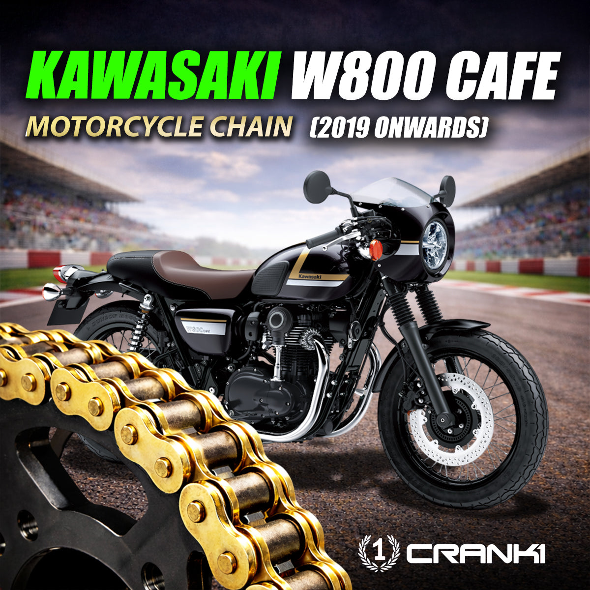 Chain For Kawasaki W800 Cafe (2019 Onwards) - 520 Pitch x 106 Links Gold (ZVMX)