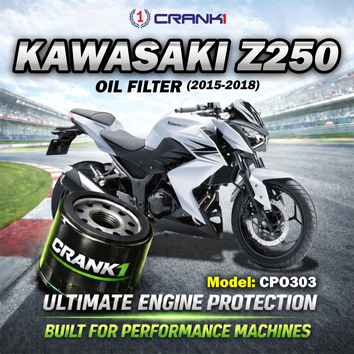 Oil Filter For Kawasaki Z250 (2015-2018) - CPO303