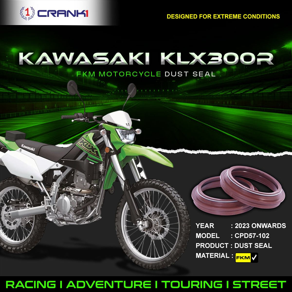 Fork Dust Seals Pair For Kawasaki KLX300R (2023 Onwards) - CPD57-102