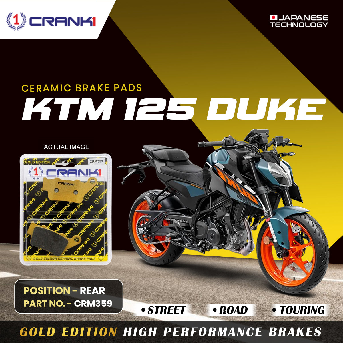 Ceramic Brake Pads For KTM 125 Duke - Rear - CRM359