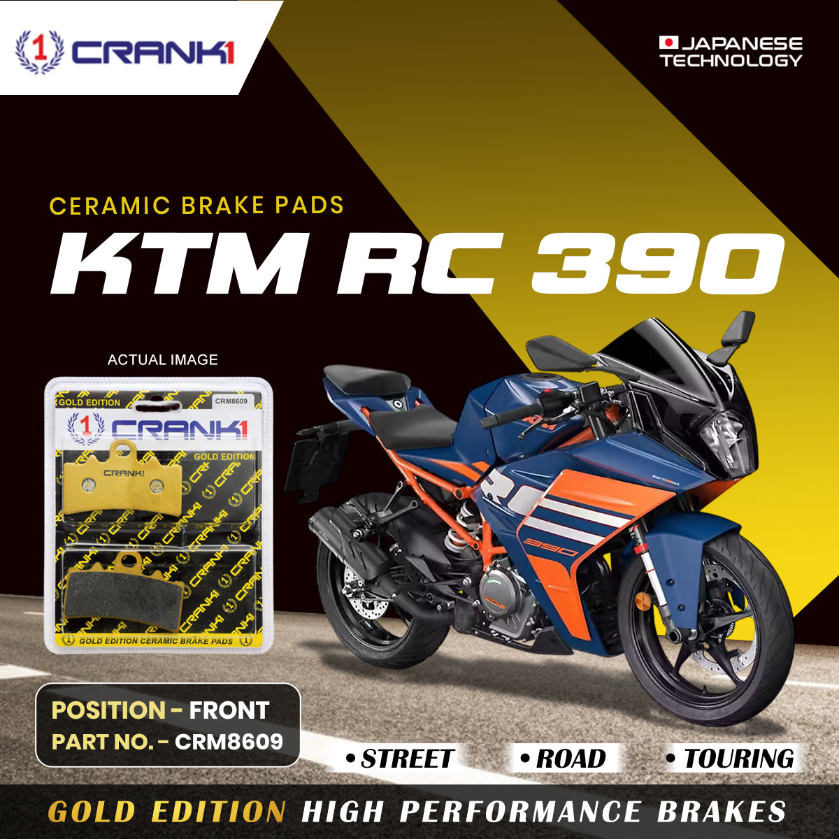 Ceramic Brake Pads For KTM RC 390 - Front - CRM8609