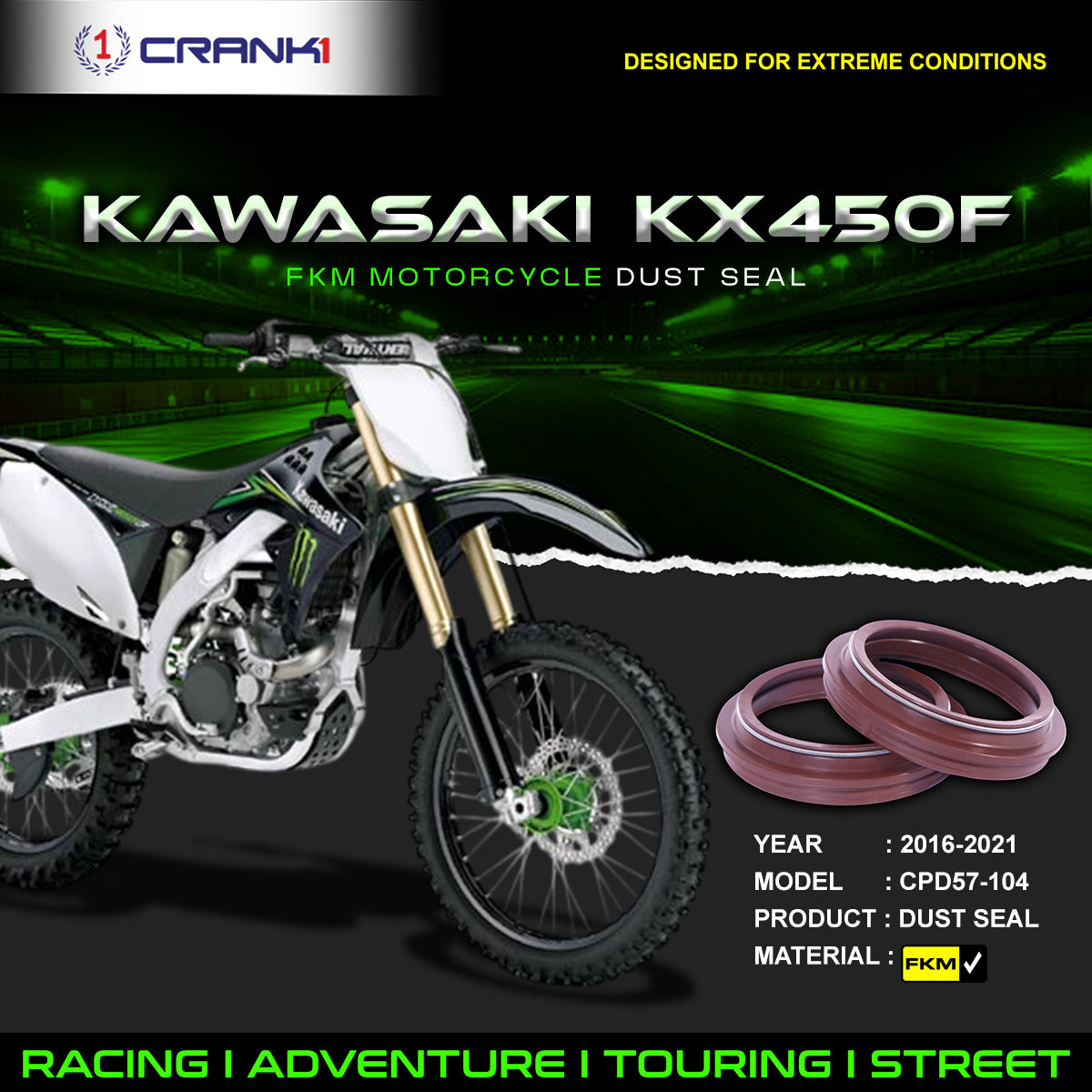 Fork Dust Seals Pair For Kawasaki KX450F (2016-2021) - CPD57-104
