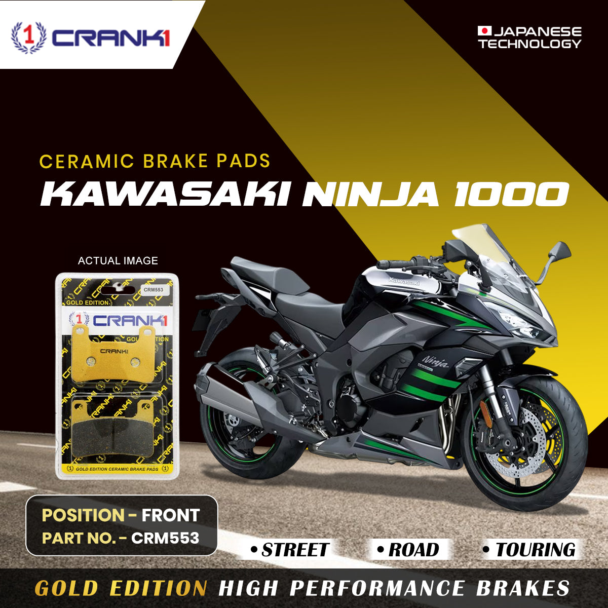 Ceramic Brake Pads For Kawasaki Ninja 1000 - Front - CRM553 - 2 Sets