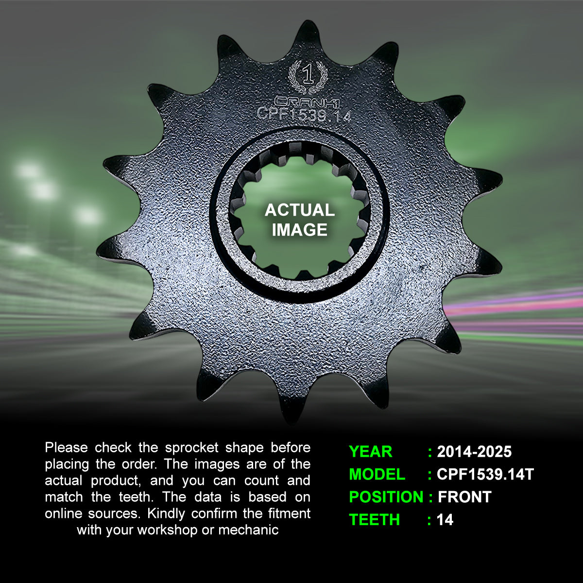 Sprocket For Kawasaki Ninja 300 (2014-2025) - Front - CPF1539.14T