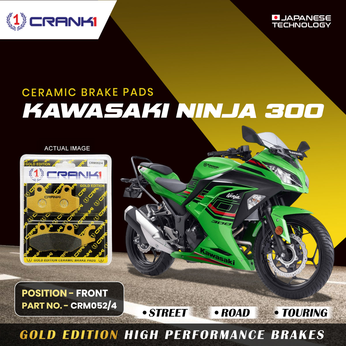 Ceramic Brake Pads For Kawasaki Ninja 300 - Front - CRM052/4