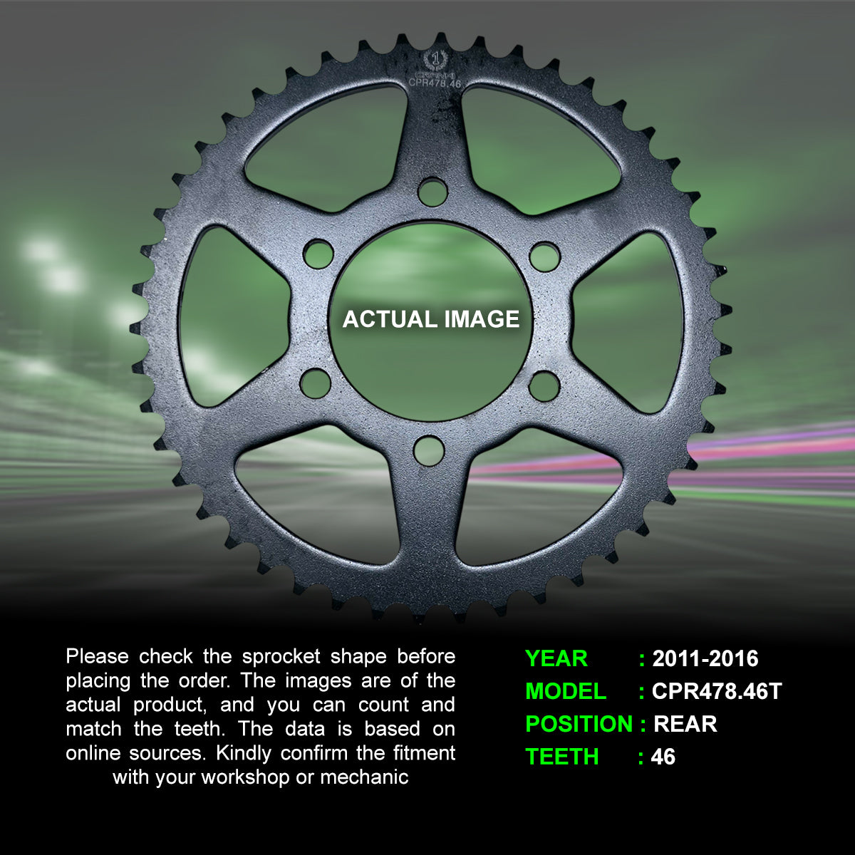 Sprocket For Kawasaki Ninja 650 (2011-2016) - Rear - CPR478.46T