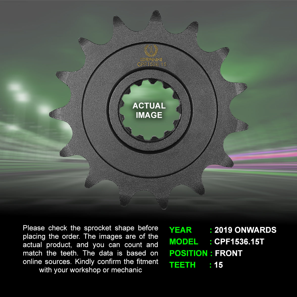 Sprocket For Kawasaki Ninja ZX-6R (2019 Onwards) - Front - CPF1536.15T