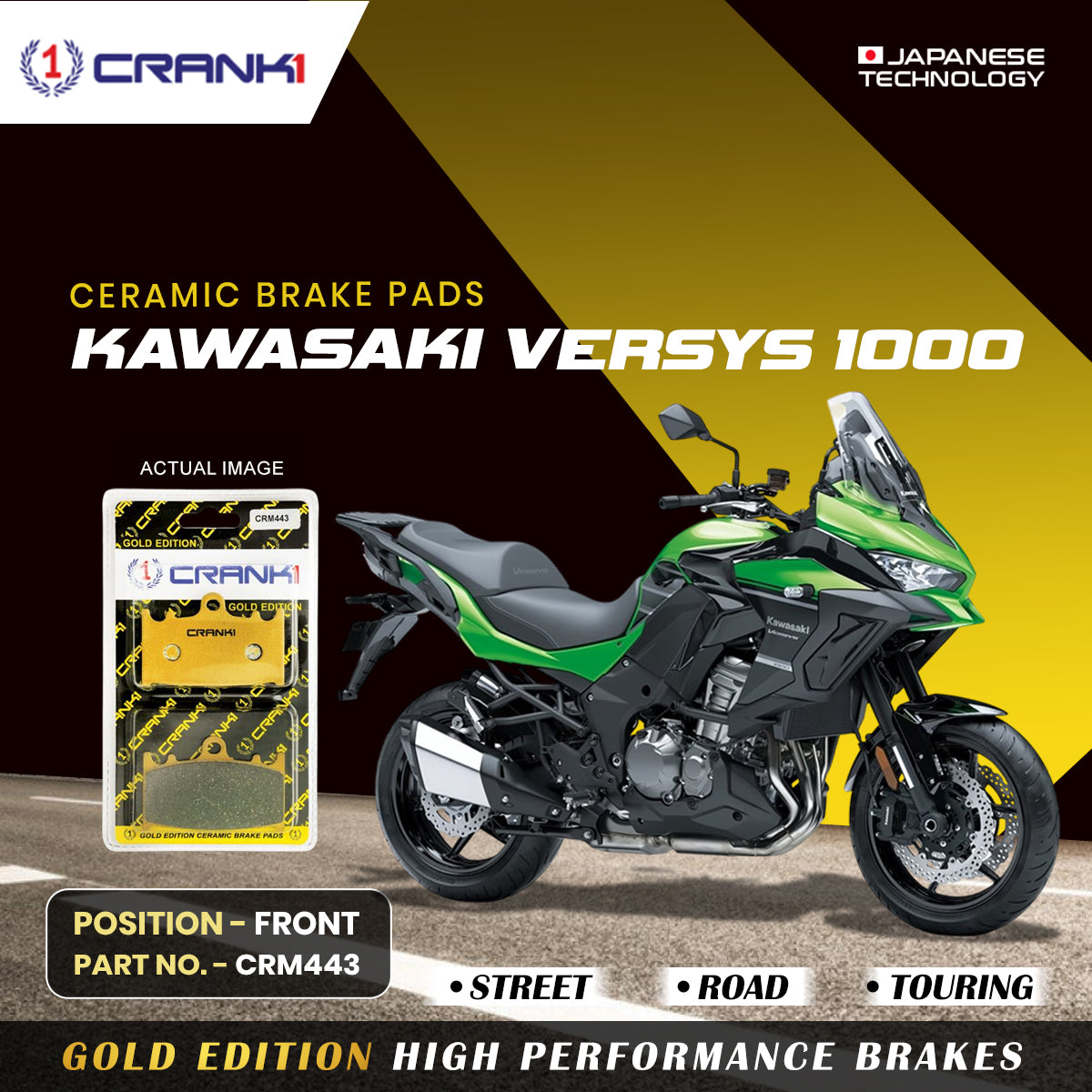 Ceramic Brake Pads For Kawasaki Versys 1000 - Front - CRM443 - 2 Sets