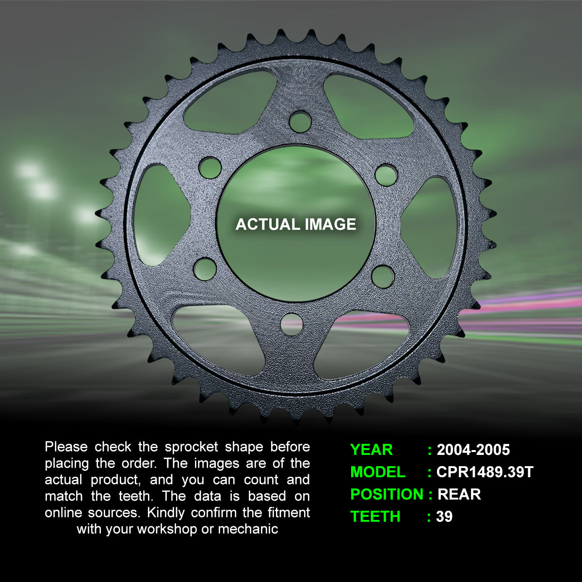 Sprocket For Kawasaki Ninja ZX-10R (2004-2005) - Rear - CPR1489.39T