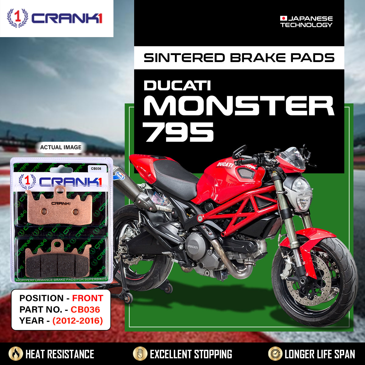 Sintered Brake Pads For Ducati Monster 795 (2012-2016) - Front - CB036 - 2 Sets
